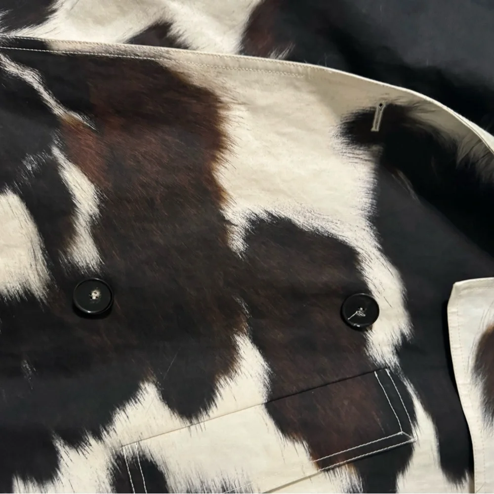 STELLA MCCARTNEY OFF-WHITE COW PRINT LEANNA TRENCH COAT sz38 - Picture 6 of 9